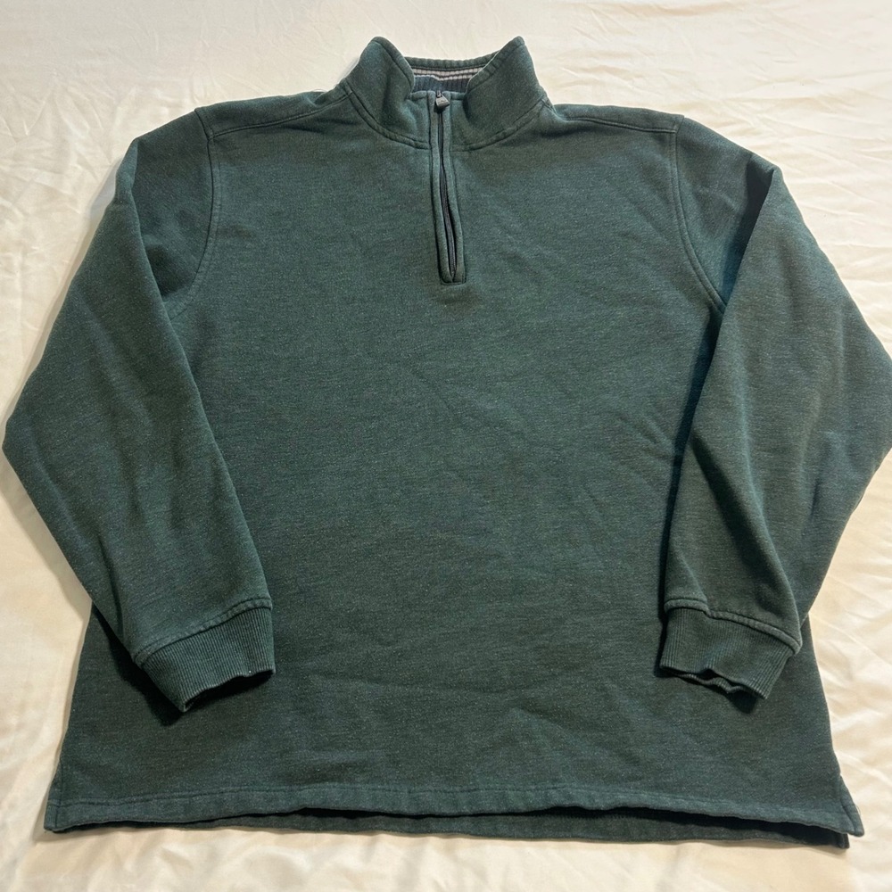 Arrow USA 1851 Mens Quarter Zip Pullover Dark Green Fleece Sweater Large